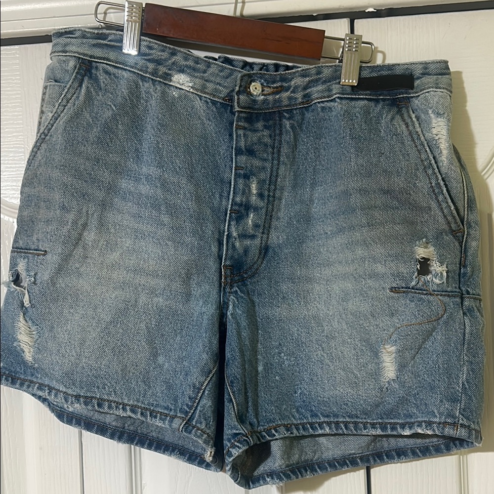 One Teaspoon Blue Jean Shorts Distressed Casual